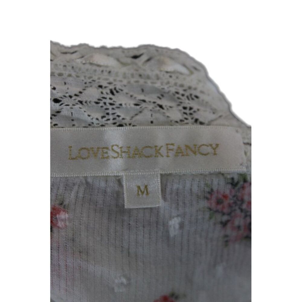 Love Shack Fancy Womens Camisole Button Up White Floral Square Neck Size M - Picture 7 of 7